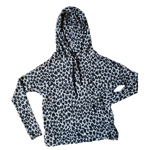 T/O Takeout Leopard Print Lightweight Hoodie Hooded Sweater Gray Black Size XS - Picture 4 of 7
